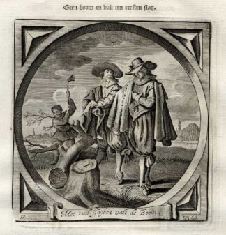 Antique Print-Emblem-Satirical-Proverb-LOVE-COURTING-TREE-Venne-Cats-1655