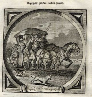 Antique Print-Emblem-Satirical-Proverb-LOVE-EQUAL-HORSE-DOG-Venne-Cats-1655