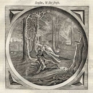 Antique Emblem-Satire-Proverb Print-TRAVELS-LIFE-TURTLE-TIME-Venne-Cats-1655