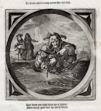 Antique Satire Print-COMMON SENSE-FOOL-EGGS-Cats-1655