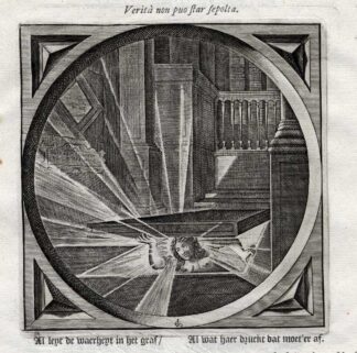 Antique Satire Print-POWER OF TRUTH-GRAVE-Cats-1655