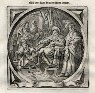 Antique Satire Print-SHOE PINCHES-INSIDE-GOLD-Cats-1655