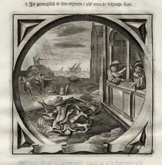 Antique Satire Print-ADVICE-GOOD FORTUNE-Cats-1655