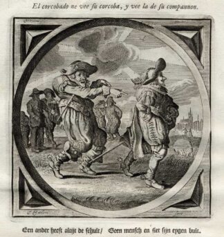 Antique Satire Print-GUILT-SHORTCOMINGS-HUMP-Cats-1655