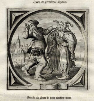 Antique Satire Print-TRUST-FOOL-CAREFUL-Cats-1655