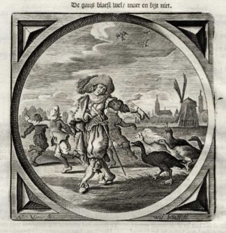 Antique Satire Print-BARKING DOGS SELDOM BITE-Cats-1655