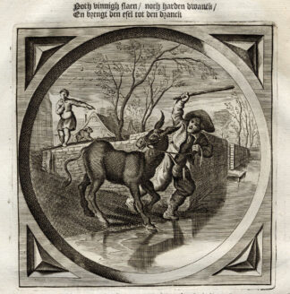 Antique Satire Print-TOO MUCH-HEALTH-DONKEY-Cats-1655