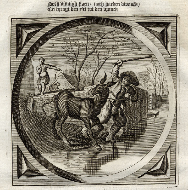 , Antique Satire Print-TOO MUCH-HEALTH-DONKEY-Cats-1655, Pictura Antique Prints