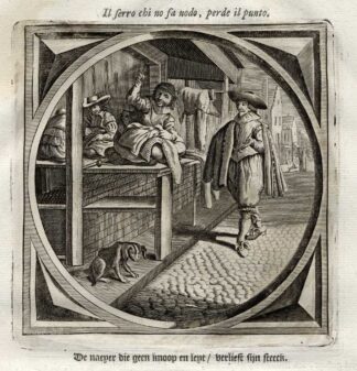 Antique Satire Print-HASTE-HURRY-SOWER-DOG-Cats-1655