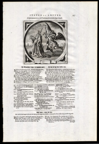 Antique Satire Print-WISDOM-FOOL-OWL-EAGLE-Cats-1655