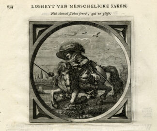 Antique Satire Print-FAILURE-PERFECTION-HORSE-Cats-1655