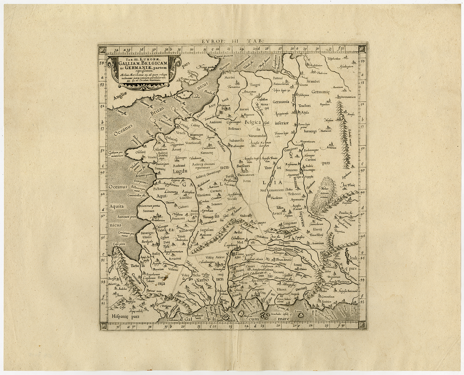 , Antique Print-GALLIA-FRANCE-BELGIUM-Ptolemy-Mercator-1698, Pictura Antique Prints
