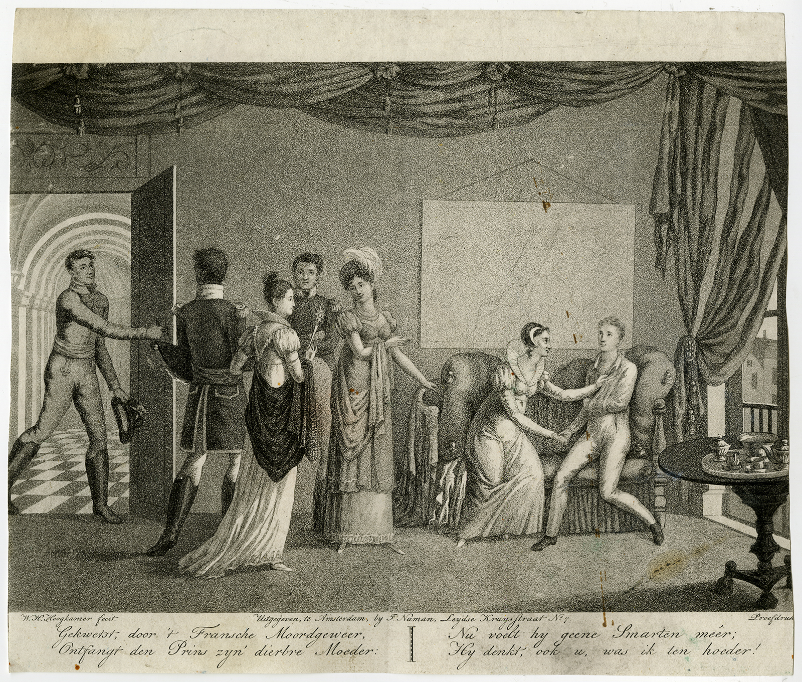, Rare Antique Print-WILLEM II-PRINCE-ORANGE-MURDER-WATERLOO-Hoogkamer-ca. 1825, Pictura Antique Prints