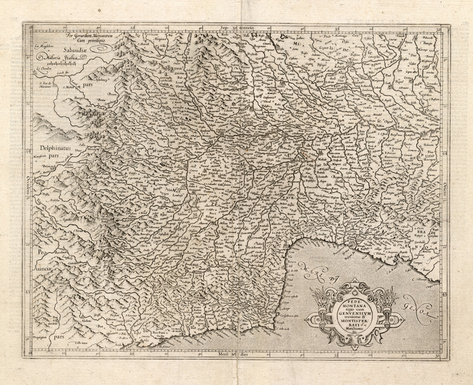 , Antique Map-ITALY-PIEMONTE-MONTISFERRATI-Mercator-1636, Pictura Antique Prints