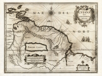 Antique Map-GUIANA-AMAZON-Hondius-Janssonius-1636