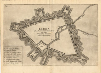 Antique Map-FORTIFICATION-BREDA-MAURICE OF ORANGE-Herman Hugo-1629
