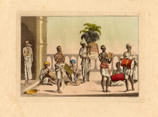 Antique Print-INDIA-MUSICIANS-DRUMS-FLUTE-Ferrario-1827