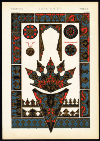 Antique Print-DECORATION-MOTIFS-TILES-TURKISH NO. 1-TURKEY-Owen Jones-1856