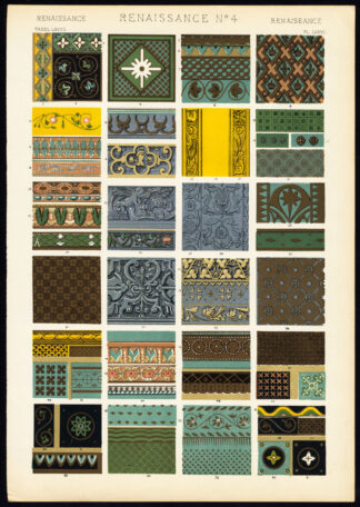 Antique Print-DECORATION-MOTIFS-TILES-RENAISSANCE NO. 4-Owen Jones-1856