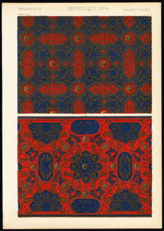Antique Print-DECORATION-MOTIFS-TILES-MORESQUE NO. 4-MORISH-Owen Jones-1856