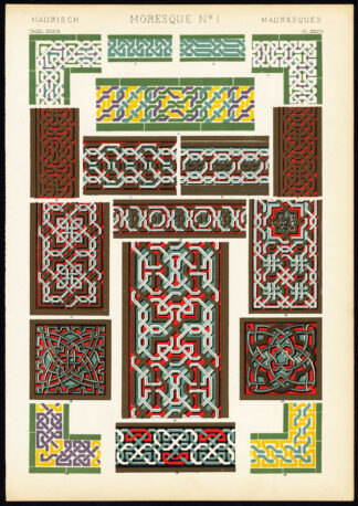 Antique Print-DECORATION-MOTIFS-TILES-MORESQUE NO. 1-MORISH-Owen Jones-1856