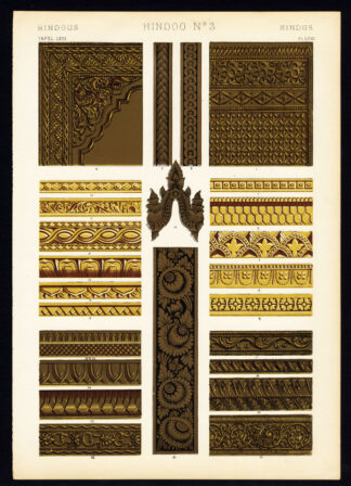 Antique Print-DECORATION-MOTIFS-TILES-HINDOO NO. 3-HINDU-Owen Jones-1856