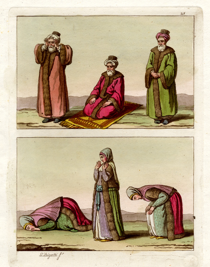, Antique Print-COSTUME-RELIGION-ARAB-MECCA-Ferrario-1827, Pictura Antique Prints