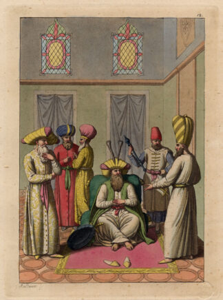 Antique Print-TURKEY-SULTAN-WEAPONRY-Ferrario-1827