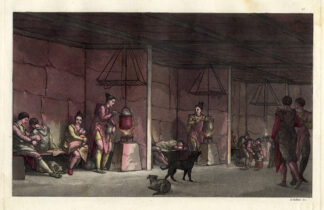 Antique Print-GREENLAND-HOUSE-DOGS-FISH-Ferrario-1827
