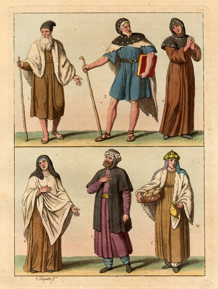 , Antique Print-EGYPT-COPTS-COSTUME-SAINTS-Ferrario-1827, Pictura Antique Prints