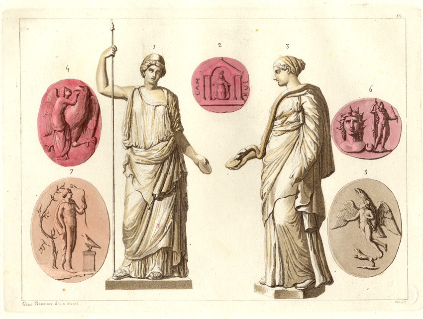 , Antique Print-GRECO-ROMAN-MYTHOLOGY-ART-Ferrario-1827, Pictura Antique Prints