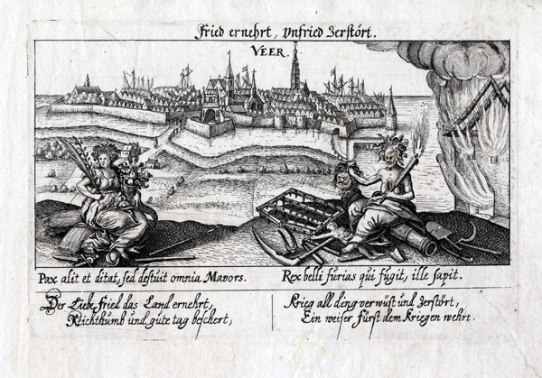 , Antique Print-VEERE-NETHERLANDS-WAR-PEACE-Meisner-1626, Pictura Antique Prints