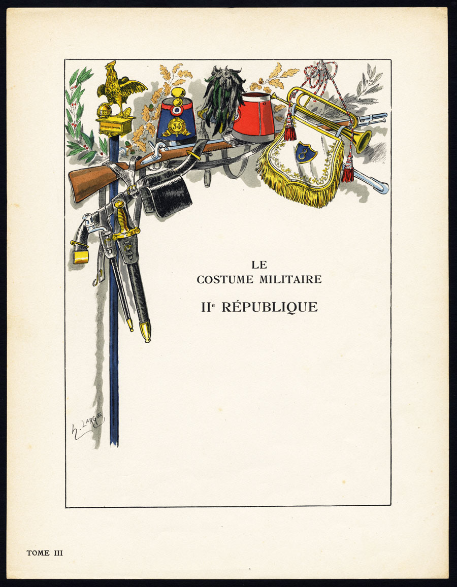 , 2 Antique Prints-MILITARY-FRANCE-IMPERIAL GUARD-2ND REPUBLIC-TITLE-Large-1965, Pictura Antique Prints