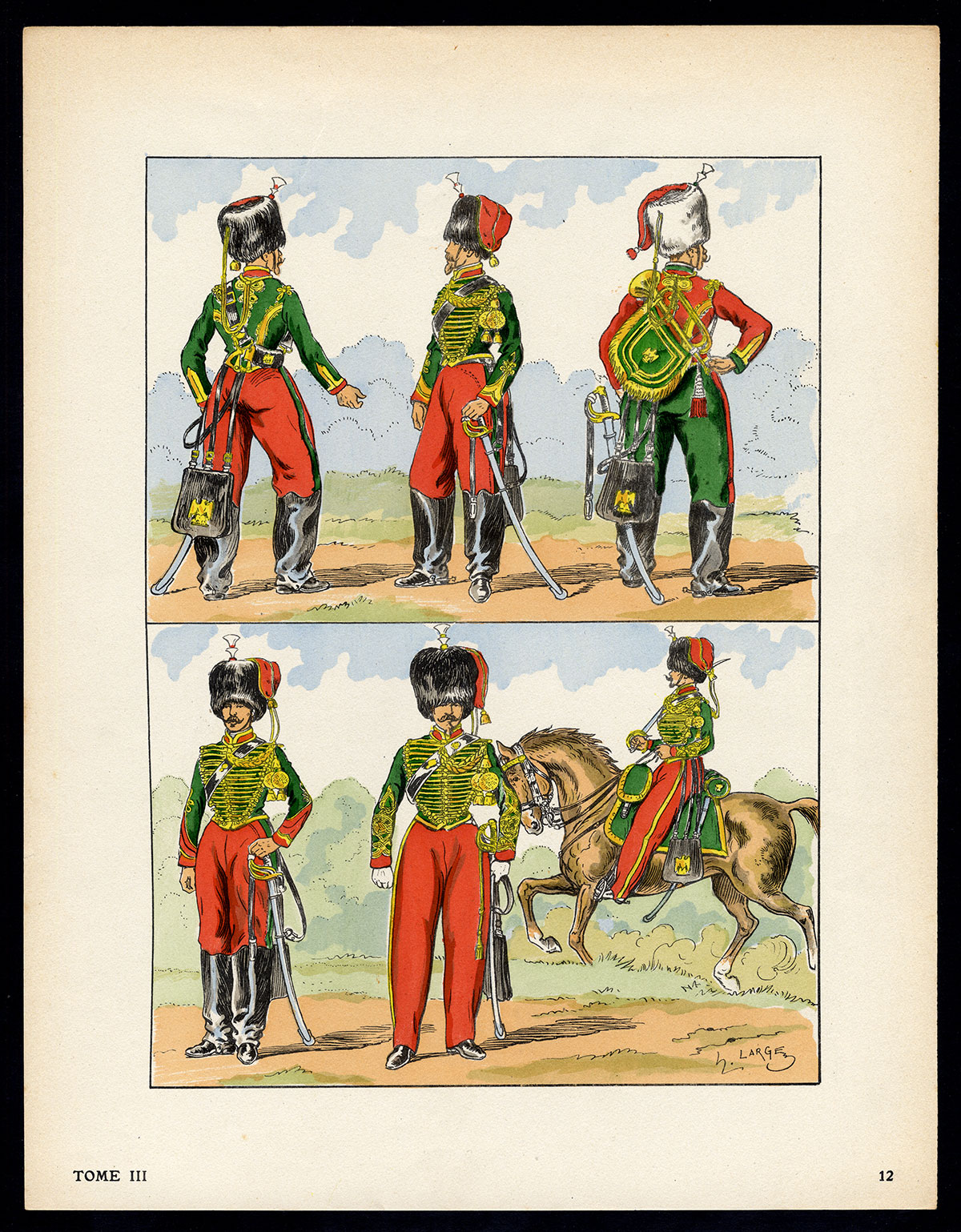 , Antique Print-MILITARY-FRANCE-UNIFORM-IMPERIAL GUARD-pl. 12-Large-1965, Pictura Antique Prints