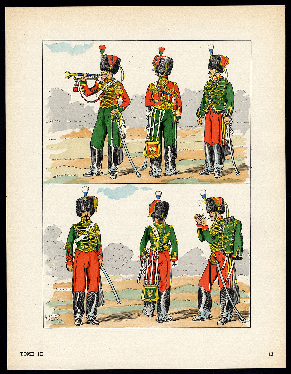 , Antique Print-MILITARY-FRANCE-UNIFORM-IMPERIAL GUARD-pl. 13-Large-1965, Pictura Antique Prints