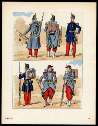 Antique Print-MILITARY-FRANCE-UNIFORM-IMPERIAL GUARD-pl. 14-Large-1965