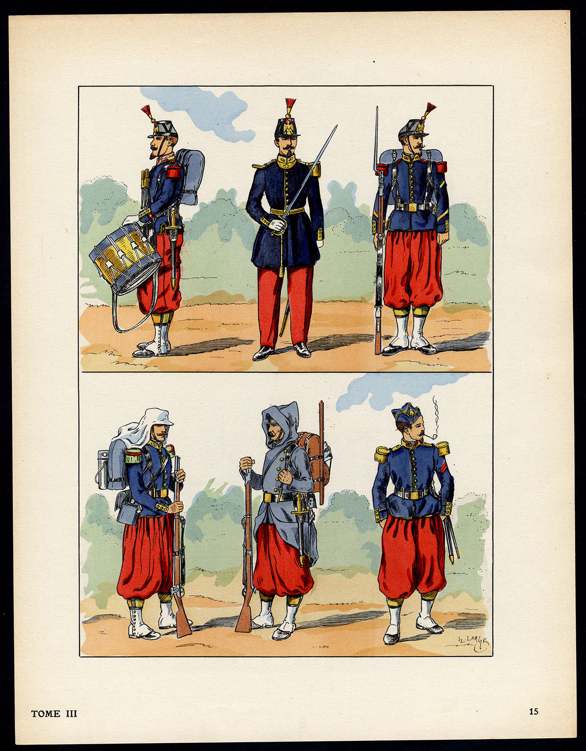 , Antique Print-MILITARY-FRANCE-UNIFORM-IMPERIAL GUARD-pl. 15-Large-1965, Pictura Antique Prints