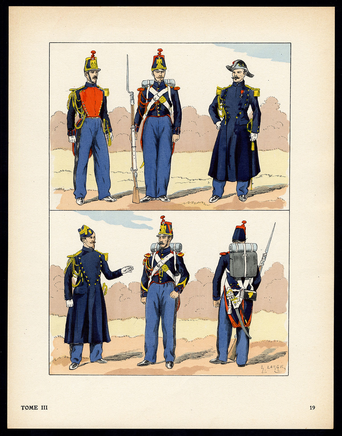 , Antique Print-MILITARY-FRANCE-UNIFORM-IMPERIAL GUARD-pl. 19-Large-1965, Pictura Antique Prints