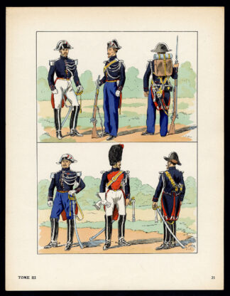 Antique Print-MILITARY-FRANCE-UNIFORM-IMPERIAL GUARD-pl. 21-Large-1965