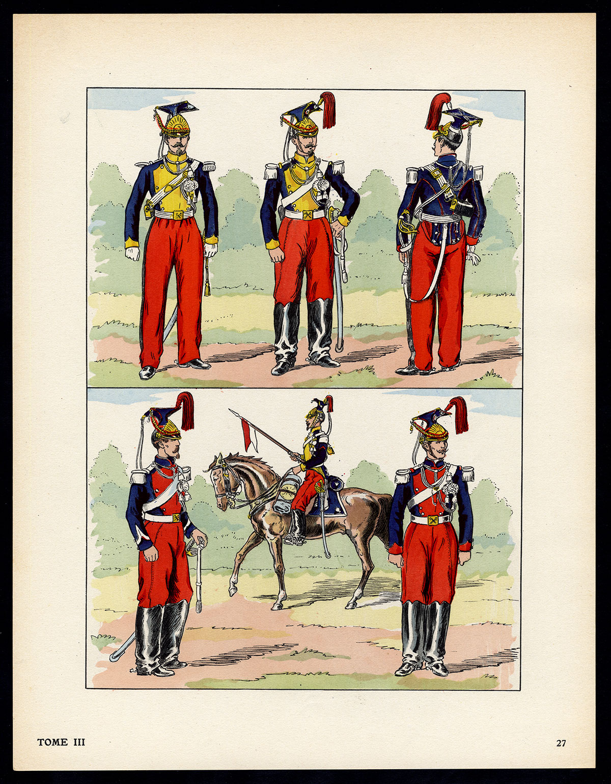 , Antique Print-MILITARY-FRANCE-UNIFORM-IMPERIAL GUARD-pl. 27-Large-1965, Pictura Antique Prints