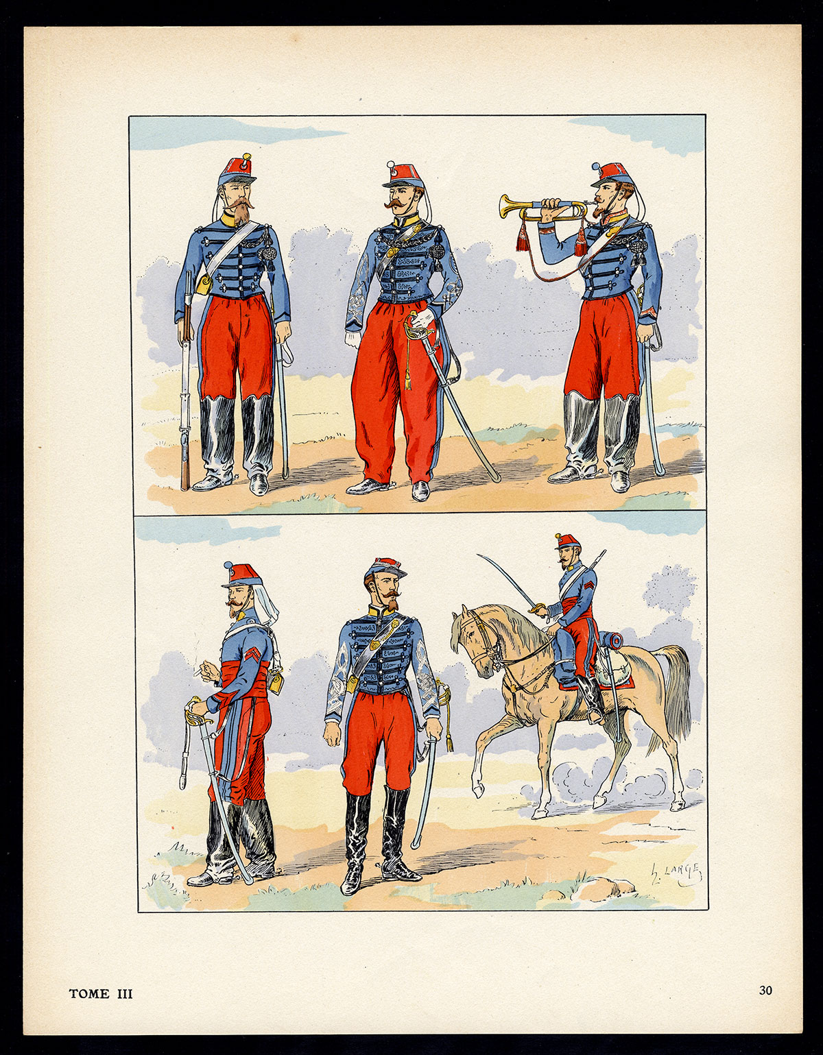 , Antique Print-MILITARY-FRANCE-UNIFORM-IMPERIAL GUARD-pl. 30-Large-1965, Pictura Antique Prints