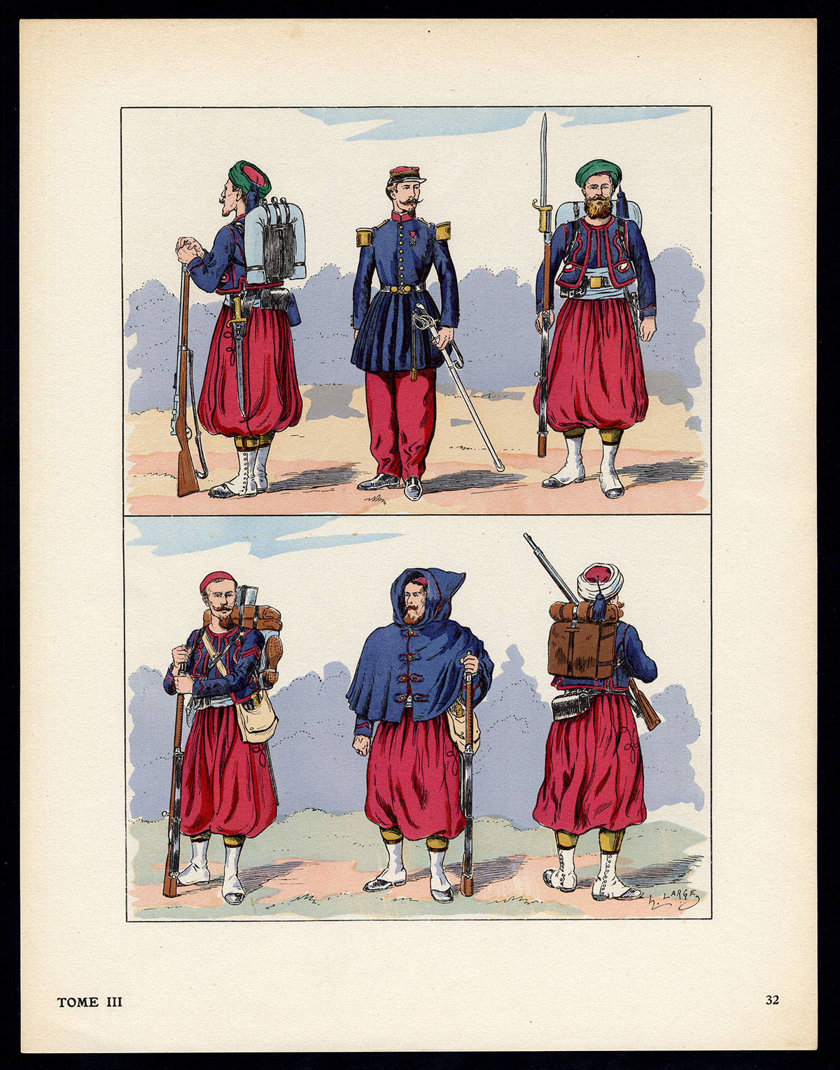, Antique Print-MILITARY-FRANCE-UNIFORM-IMPERIAL GUARD-pl. 32-Large-1965, Pictura Antique Prints