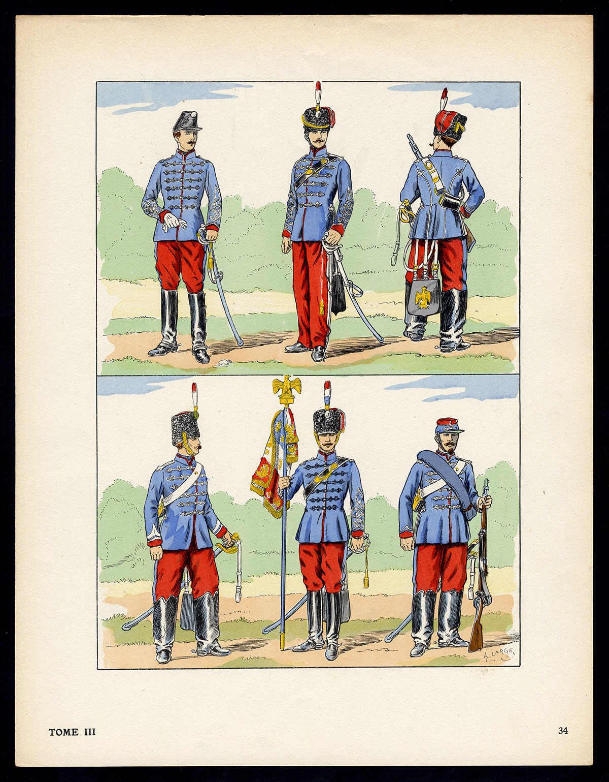 , Antique Print-MILITARY-FRANCE-UNIFORM-IMPERIAL GUARD-pl. 34-Large-1965, Pictura Antique Prints
