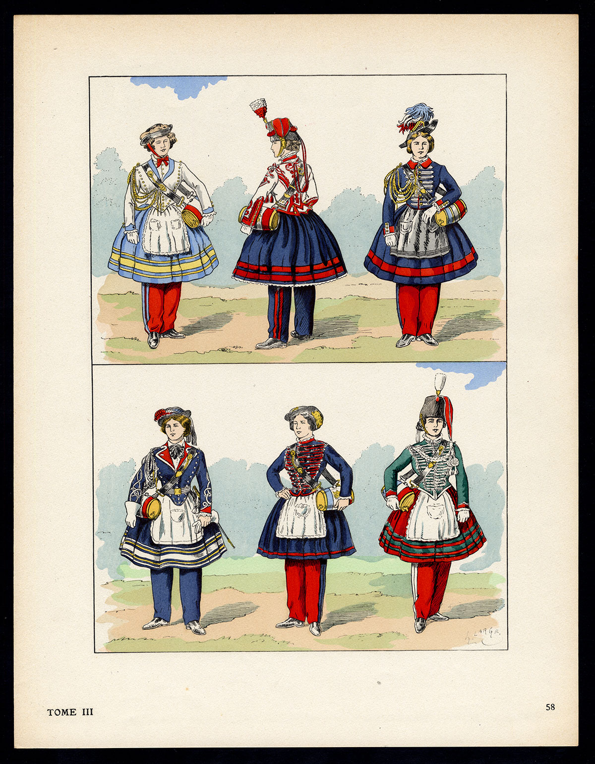 , Antique Print-MILITARY-FRANCE-UNIFORM-IMPERIAL GUARD-pl. 58-Large-1965, Pictura Antique Prints