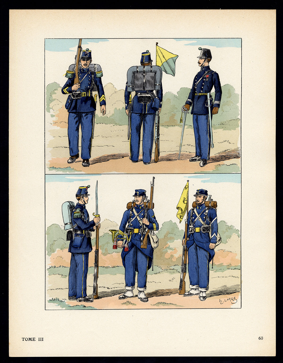 , Antique Print-MILITARY-FRANCE-UNIFORM-IMPERIAL GUARD-pl. 60-Large-1965, Pictura Antique Prints