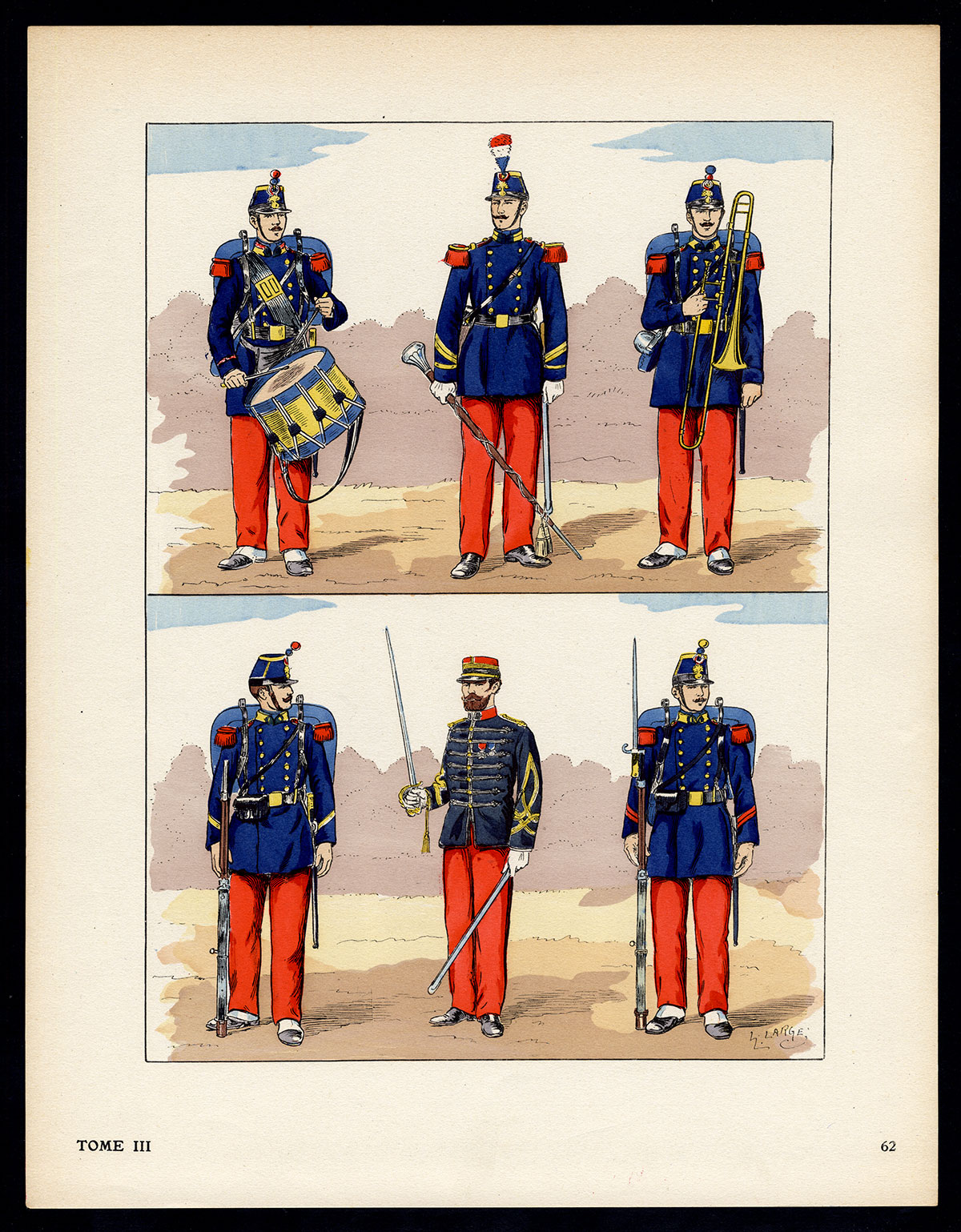 , Antique Print-MILITARY-FRANCE-UNIFORM-IMPERIAL GUARD-pl. 62-Large-1965, Pictura Antique Prints