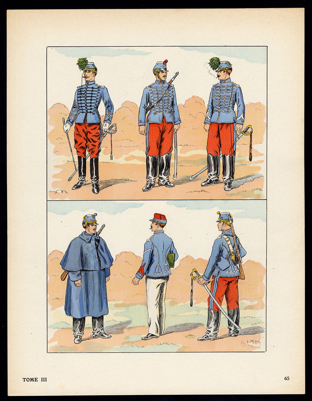 , Antique Print-MILITARY-FRANCE-UNIFORM-IMPERIAL GUARD-pl. 65-Large-1965, Pictura Antique Prints