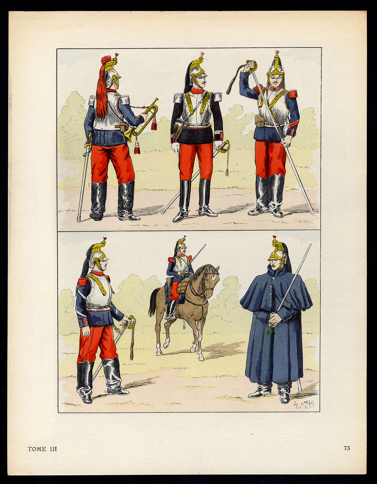 , Antique Print-MILITARY-FRANCE-UNIFORM-IMPERIAL GUARD-pl. 73-Large-1965, Pictura Antique Prints