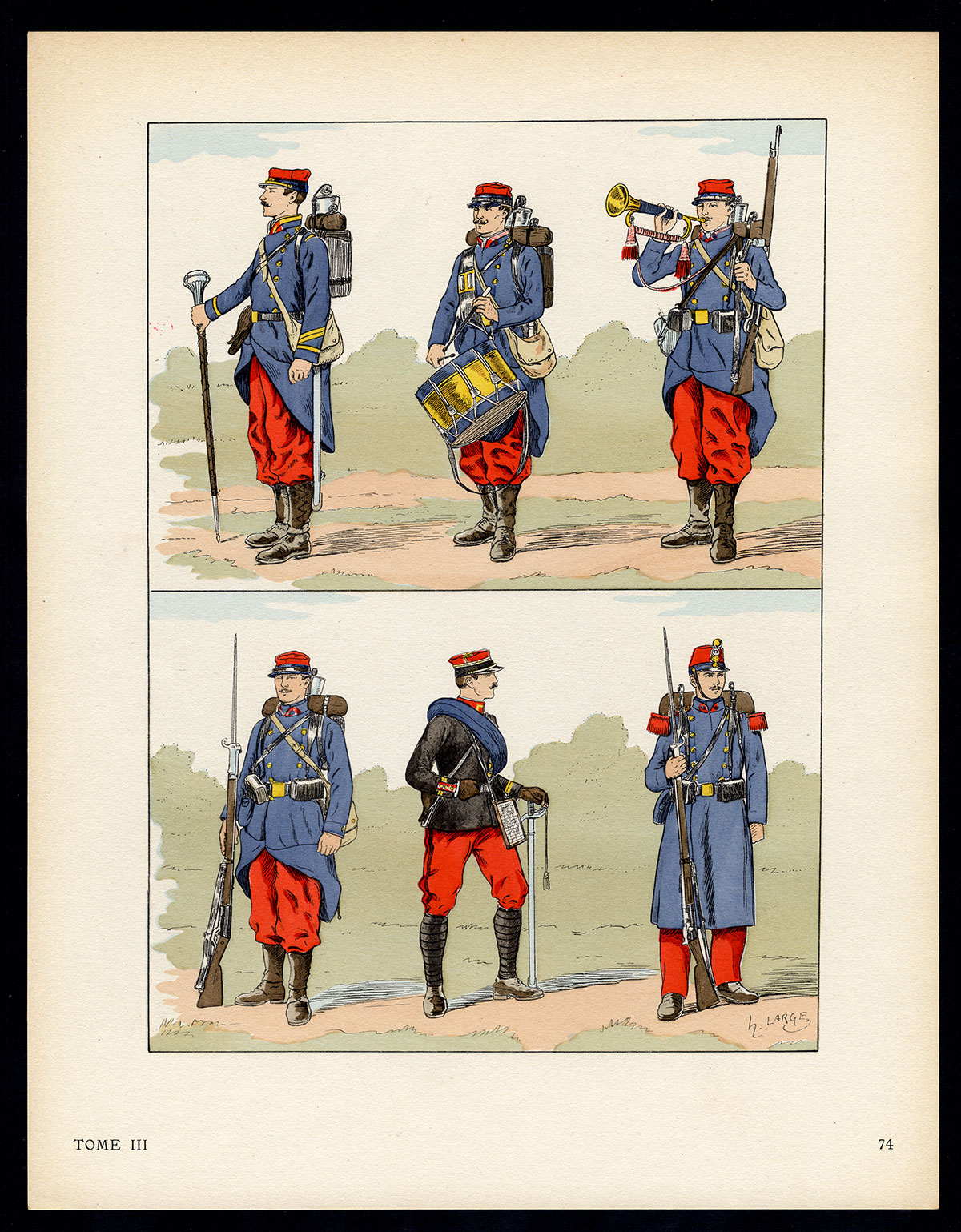 , Antique Print-MILITARY-FRANCE-UNIFORM-IMPERIAL GUARD-pl. 74-Large-1965, Pictura Antique Prints