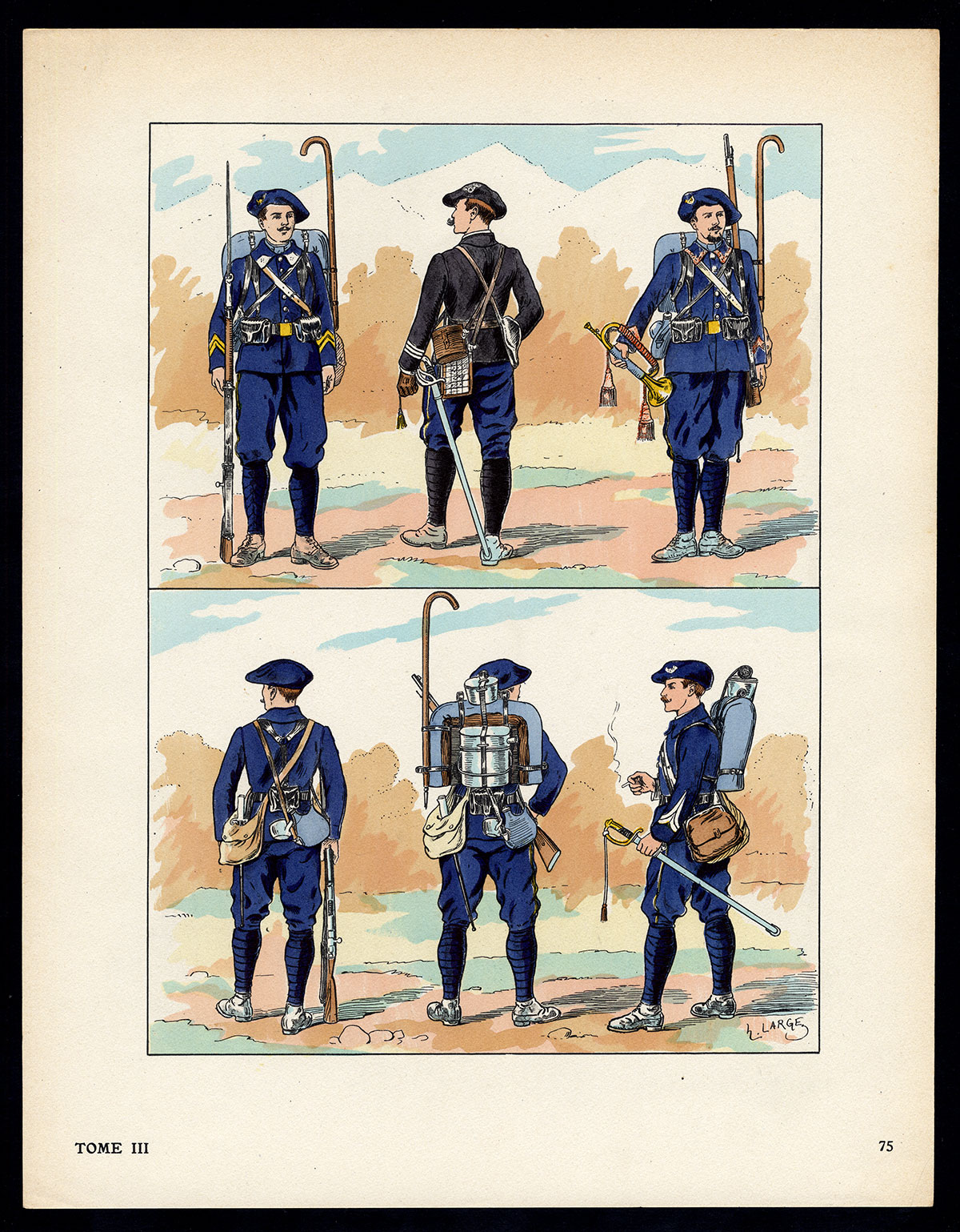 , Antique Print-MILITARY-FRANCE-UNIFORM-IMPERIAL GUARD-pl. 75-Large-1965, Pictura Antique Prints